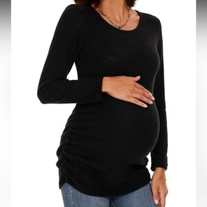 Black Maternity Ribbed Knit Top, size Large